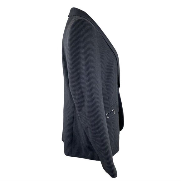 Tahari ASL Women's Black and Grey Career Pinstripe Designer Blazer 12/C40 - Picture 3 of 15